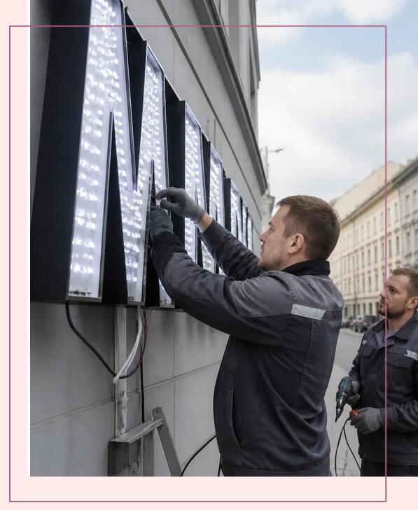 Изготовление и монтаж светодиодных LED вывесок в Тольятти